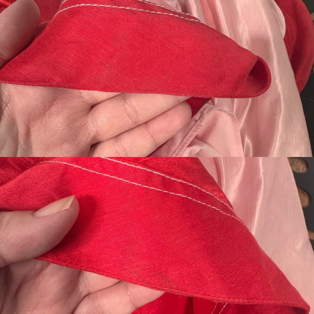 Aje Impermanence Entwined Midi Dress Pink Red Silk Puff Sleeve Party Size XXS - Picture 13 of 16